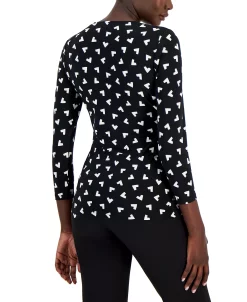 Anne Klein Printed Tie-Waist Top 9 Anne Klein Printed Tie-Waist Top -Anne Klein Sales Store 22767576 fpx