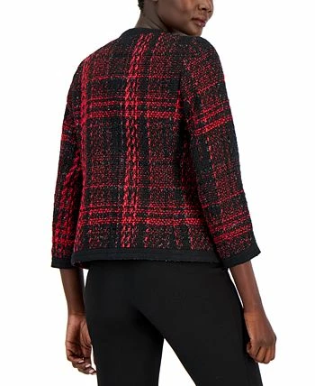 Anne Klein Women's Metallic-Tweed Open-Front Jacket 2 Anne Klein Women's Metallic-Tweed Open-Front Jacket - Image 2