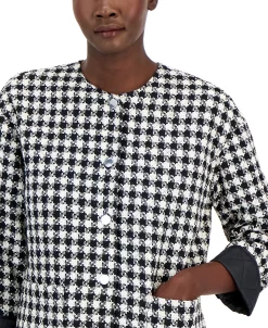 Anne Klein Women's Houndstooth Quilted Snap-Front Jacket -Anne Klein Sales Store 22767851 fpx