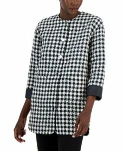 Anne Klein Women's Houndstooth Quilted Snap-Front Jacket -Anne Klein Sales Store 22767853 fpx