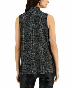 Anne Klein Women's Jacquard Faux-Leather-Trim Tunic -Anne Klein Sales Store 22767988 fpx