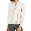 Anne Klein Women's Smocked-Cuff Tie-Neck Blouse