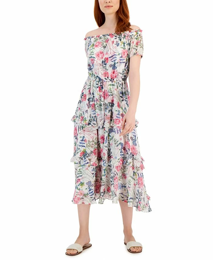 INC International Concepts Women's Floral Print Off-The-Shoulder Maxi Dress, Created For Macy's 1 INC International Concepts Women's Floral Print Off-The-Shoulder Maxi Dress, Created For Macy's