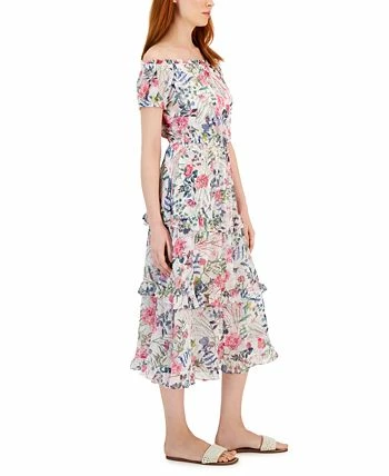 INC International Concepts Women's Floral Print Off-The-Shoulder Maxi Dress, Created For Macy's 2 INC International Concepts Women's Floral Print Off-The-Shoulder Maxi Dress, Created For Macy's - Image 2