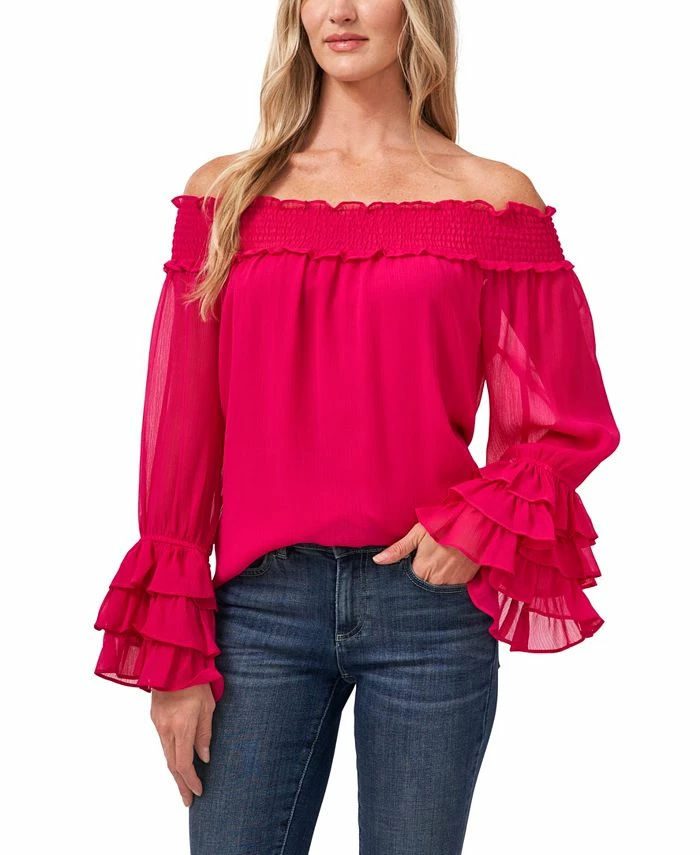CeCe Smocked Off-The-Shoulder Top 1 CeCe Smocked Off-The-Shoulder Top