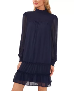 CeCe Smocked Mock-Neck Dress -Anne Klein Sales Store 22780188 fpx
