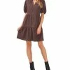 CeCe Women's Cotton Check Babydoll Dress