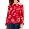 INC International Concepts Women's Floral Print Cold-Shoulder Blouse, Created For Macy's