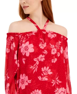 INC International Concepts Women's Floral Print Cold-Shoulder Blouse, Created For Macy's -Anne Klein Sales Store 22783324 fpx