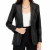 INC International Concepts Women's Faux Leather Single-Breasted Blazer, Created For Macy's