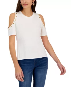 INC International Concepts Women's Grommet Cold-Shoulder Top, Created For Macy's -Anne Klein Sales Store 22783700 fpx