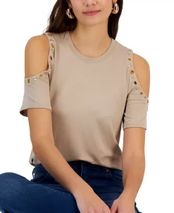 INC International Concepts Women's Grommet Cold-Shoulder Top, Created For Macy's -Anne Klein Sales Store 22783706 fpx