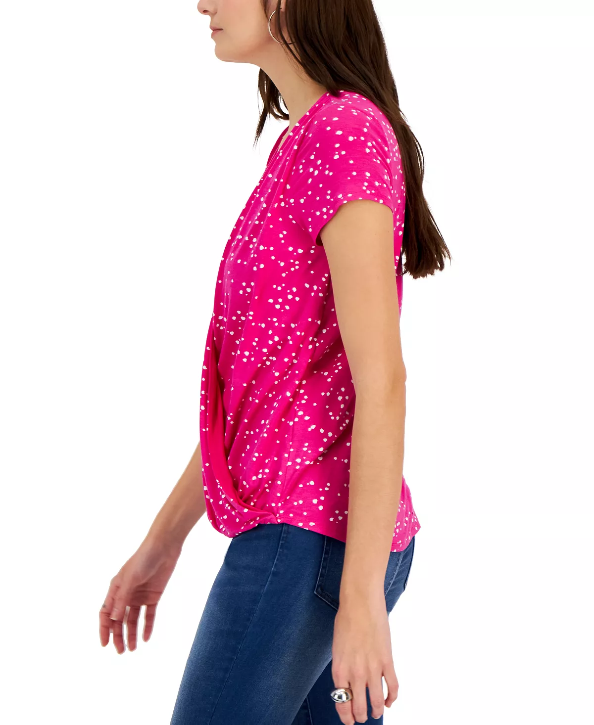 INC International Concepts Women's Printed Draped Surplice Top, Created For Macy's 3 INC International Concepts Women's Printed Draped Surplice Top, Created For Macy's - Image 3