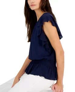 INC International Concepts Women's Flutter-Sleeve Peplum Top, Created For Macy's -Anne Klein Sales Store 22784045 fpx