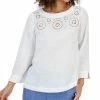 Charter Club Women's Linen Embroidered Top, Created For Macy's
