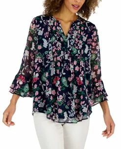 Charter Club Women's Paisley Pintuck Top, Created For Macy's