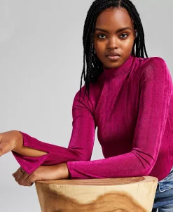 And Now This Women's Mock-Neck Long-Sleeve Slinky Top -Anne Klein Sales Store 22793324 fpx