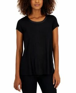 Alfani Women's Satin-Trim Scoop-Neck Top, Created For Macy's