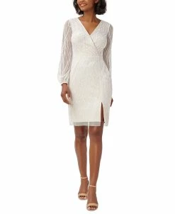 Adrianna Papell Women's Embellished Mesh-Overlay Dress