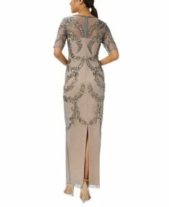 Papell Studio Women's Beaded-Mesh Short-Sleeve Gown -Anne Klein Sales Store 22801485 fpx