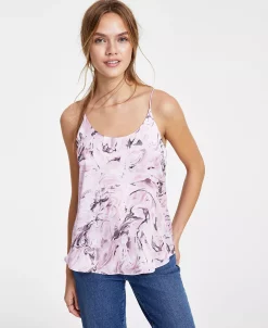 Bar III Women's Marble-Print Scoop-Neck Camisole Top, Created For Macy's -Anne Klein Sales Store 22803222 fpx