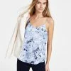 Bar III Women's Marble-Print Scoop-Neck Camisole Top, Created For Macy's