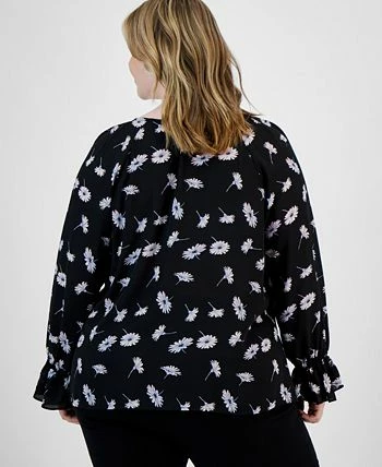 Bar III Plus Size Floral Print Cinched Sleeve Top, Created For Macy's 2 Bar III Plus Size Floral Print Cinched Sleeve Top, Created For Macy's - Image 2