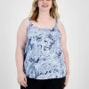 Bar III Plus Size Marble Swirl Scoop-Neck Camisole, Created For Macy's