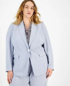 Bar III Plus Size Textured Crepe Single-Button Blazer, Created For Macy's 9 Bar III Plus Size Textured Crepe Single-Button Blazer, Created For Macy's -Anne Klein Sales Store 22803329 fpx