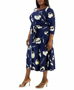 Kasper Plus Size Fit & Flare Boat-Neck Dress -Anne Klein Sales Store 22803824 fpx