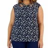 Kasper Plus Size Floral-Print Twist-Neck Blouse