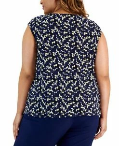Kasper Plus Size Floral-Print Twist-Neck Blouse -Anne Klein Sales Store 22803897 fpx