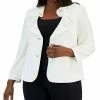 Kasper Plus Size Ruffled Collar Two-Button Blazer