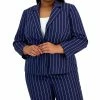 Kasper Plus Size Pinstriped Notched-Collar Single-Button Blazer