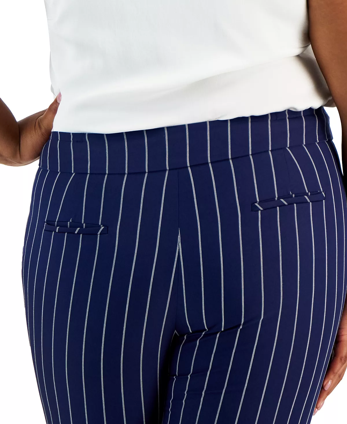 Kasper Plus Size Pinstriped Mid-Rise Straight-Leg Pants 4 Kasper Plus Size Pinstriped Mid-Rise Straight-Leg Pants - Image 4