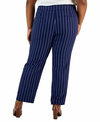 Kasper Plus Size Pinstriped Mid-Rise Straight-Leg Pants 2 Kasper Plus Size Pinstriped Mid-Rise Straight-Leg Pants - Image 2
