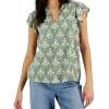 Style & Co Women's Crinkle Gauze Ruffled Sleeve Top, Created For Macy's