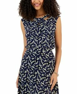 Kasper Women's Floral Print Twist Neck Top