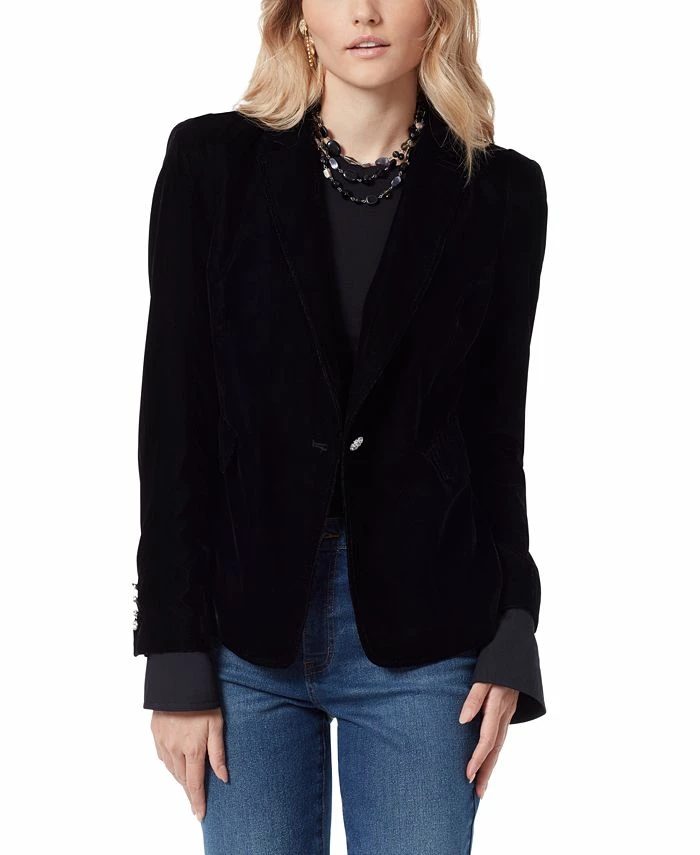Sam Edelman Women's Velvet Notch-Collar One-Button Blazer 1 Sam Edelman Women's Velvet Notch-Collar One-Button Blazer