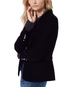 Sam Edelman Women's Velvet Notch-Collar One-Button Blazer 6 Sam Edelman Women's Velvet Notch-Collar One-Button Blazer -Anne Klein Sales Store 22814391 fpx