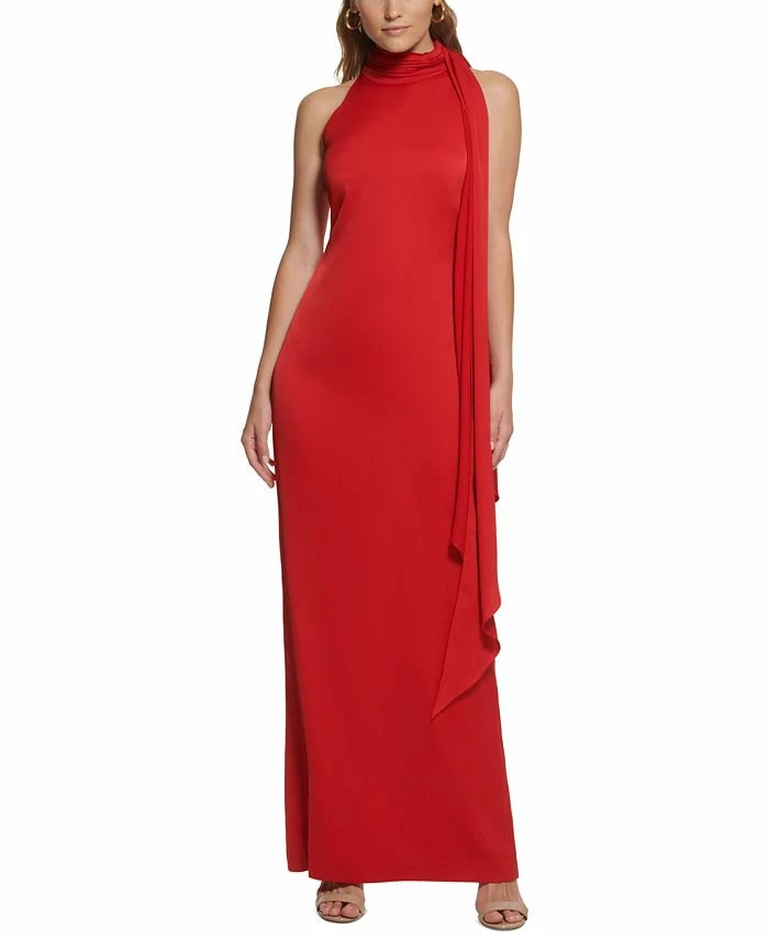 Vince Camuto Women's Halter-Neck Satin Sleeveless Gown 1 Vince Camuto Women's Halter-Neck Satin Sleeveless Gown