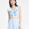 And Now This Women's Sleeveless V-Neck Ruffled Top