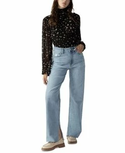 Sanctuary Women's Night Dream Printed Mesh Mock Neck Top