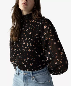 Sanctuary Women's Night Dream Printed Mesh Mock Neck Top -Anne Klein Sales Store 22835710 fpx