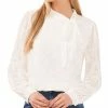 CeCe Women's Clip Jacquard Long-Sleeve Bow Blouse