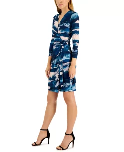 Anne Klein Nomad Printed Faux-Wrap Dress -Anne Klein Sales Store 22836903 fpx