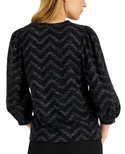Anne Klein Women's Chevron-Texture Balloon-Sleeve Top -Anne Klein Sales Store 22837363 fpx