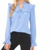 CeCe Pleated Ruffled Top