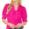 CeCe Women's Tie-Neck Short-Puff-Sleeve Top