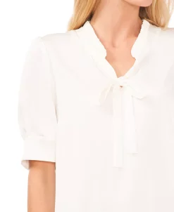 CeCe Women's Tie-Neck Short-Puff-Sleeve Top -Anne Klein Sales Store 22850606 fpx